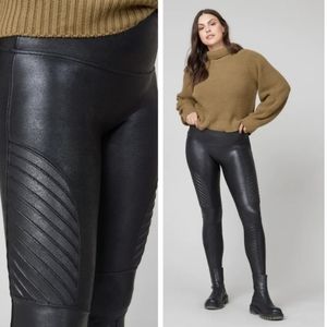 Spanx Black Faux Leather Moto Leggings Size M NWOT'S